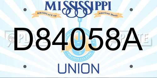 D84058A Mississippi License Plate