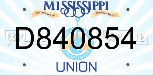 D840854 Mississippi License Plate
