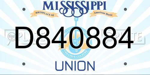 D840884 Mississippi License Plate