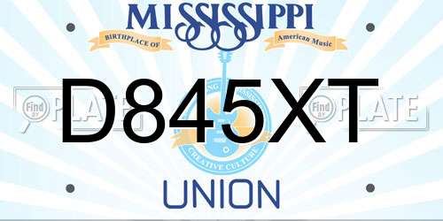 D845XT Mississippi License Plate