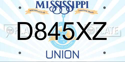 D845XZ Mississippi License Plate
