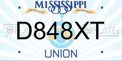 D848XT Mississippi License Plate