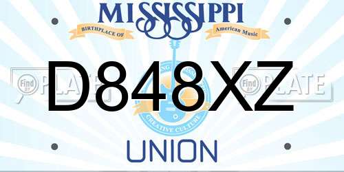 D848XZ Mississippi License Plate