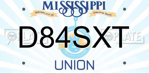 D84SXT Mississippi License Plate