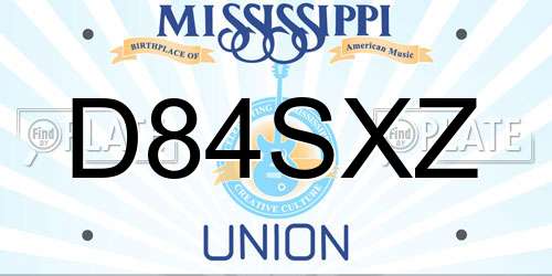 D84SXZ Mississippi License Plate