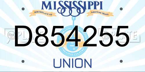 D854255 Mississippi License Plate