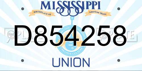 D854258 Mississippi License Plate