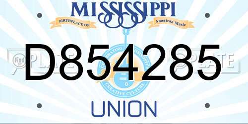 D854285 Mississippi License Plate