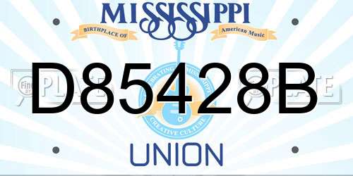 D85428B Mississippi License Plate