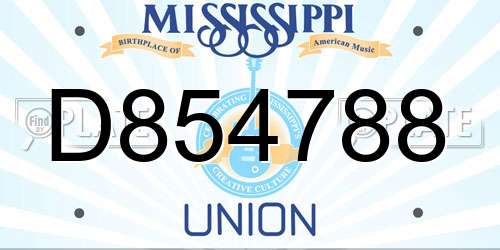 D854788 Mississippi License Plate