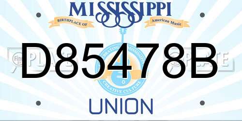 D85478B Mississippi License Plate