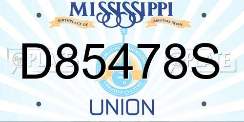 D85478S Mississippi License Plate