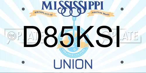 D85KSI Mississippi License Plate