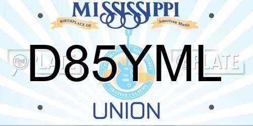 D85YML Mississippi License Plate