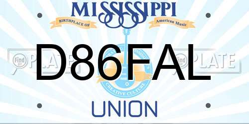 D86FAL Mississippi License Plate