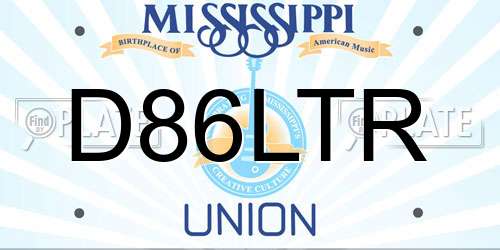D86LTR Mississippi License Plate