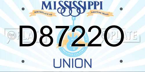 D8722O Mississippi License Plate