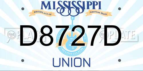 D8727D Mississippi License Plate