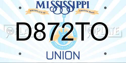 D872TO Mississippi License Plate
