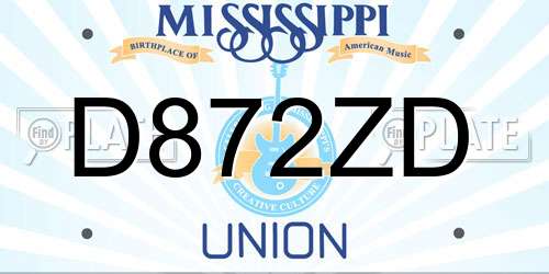 D872ZD Mississippi License Plate