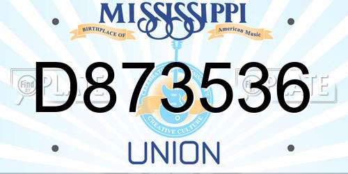 D873536 Mississippi License Plate