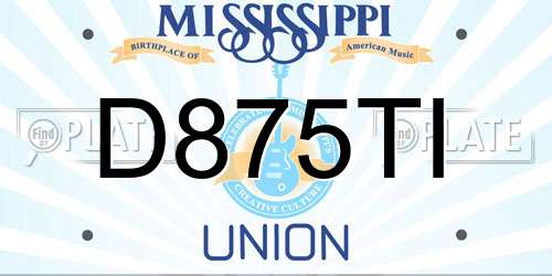 D875TI Mississippi License Plate