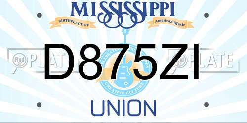 D875ZI Mississippi License Plate