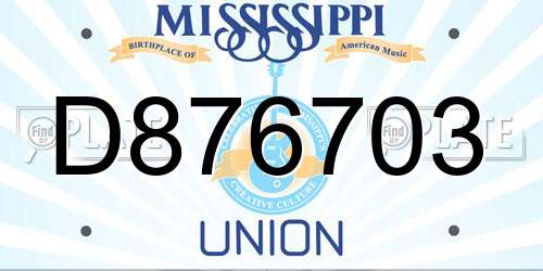 D876703 Mississippi License Plate
