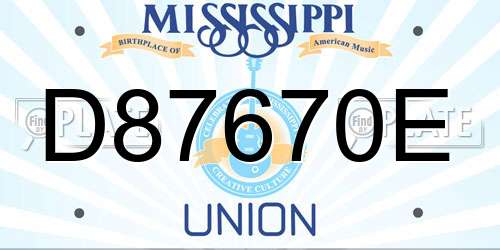 D87670E Mississippi License Plate