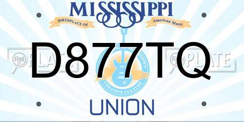 D877TQ Mississippi License Plate