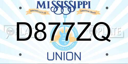 D877ZQ Mississippi License Plate