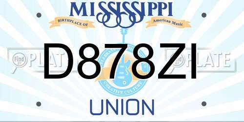 D878ZI Mississippi License Plate