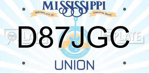 D87JGC Mississippi License Plate
