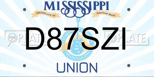 D87SZI Mississippi License Plate