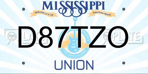 D87TZO Mississippi License Plate