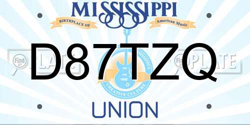 D87TZQ Mississippi License Plate