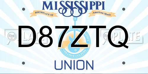 D87ZTQ Mississippi License Plate