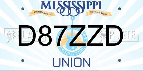D87ZZD Mississippi License Plate