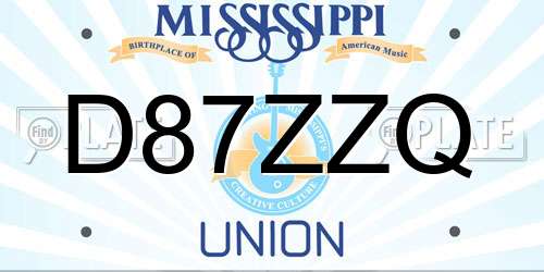 D87ZZQ Mississippi License Plate