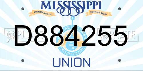 D884255 Mississippi License Plate