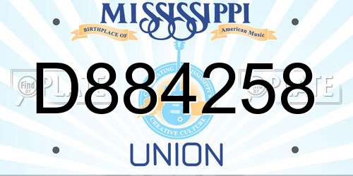 D884258 Mississippi License Plate
