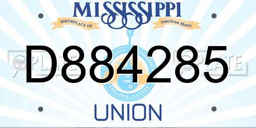 D884285 Mississippi License Plate