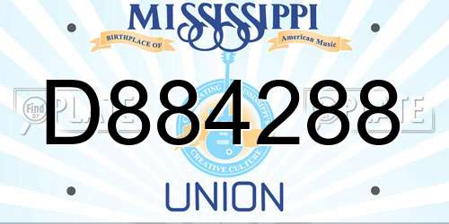 D884288 Mississippi License Plate