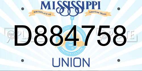 D884758 Mississippi License Plate