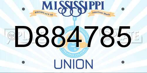 D884785 Mississippi License Plate