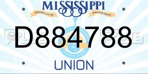D884788 Mississippi License Plate