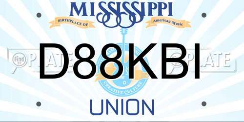 D88KBI Mississippi License Plate
