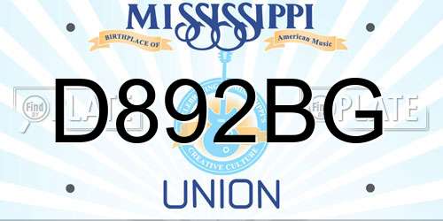 D892BG Mississippi License Plate