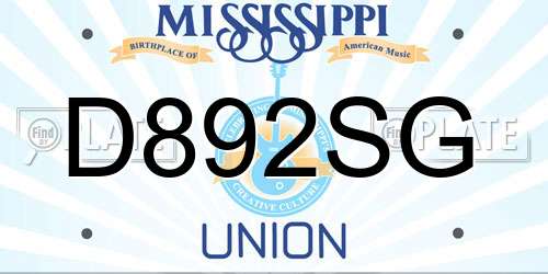 D892SG Mississippi License Plate