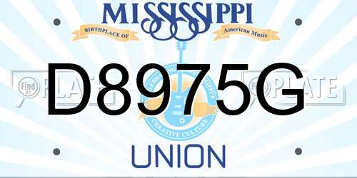 D8975G Mississippi License Plate